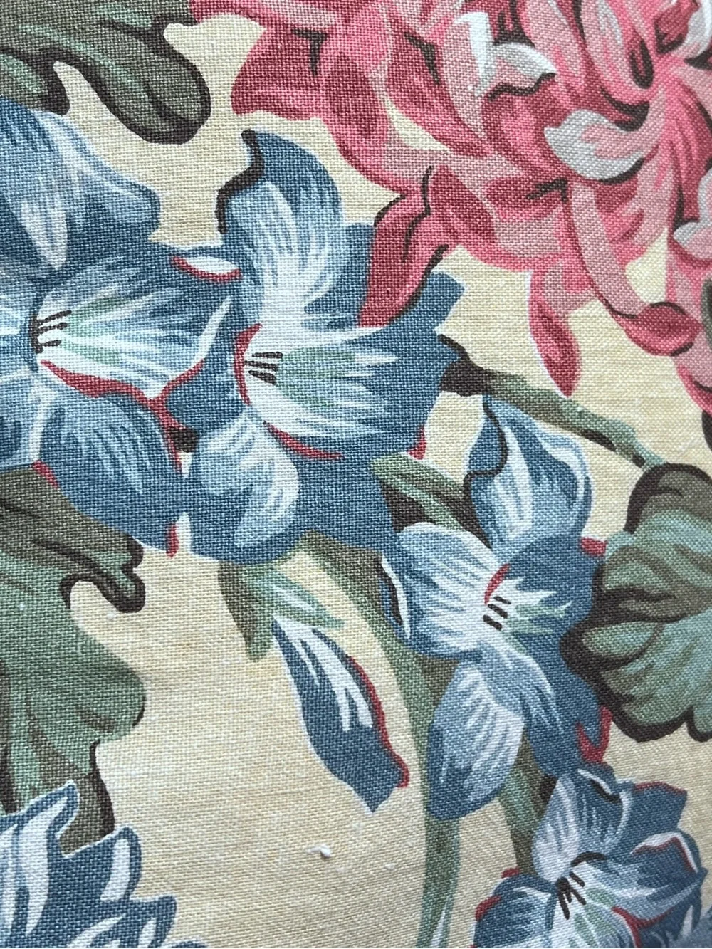 Pottery Barn Floral Euro Pillow Cover LINEN COTTON 24” x 24” blue pink yellow